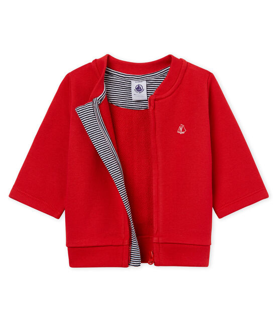 Cardigan zippé bébé garçon en molleton rouge TERKUIT CN