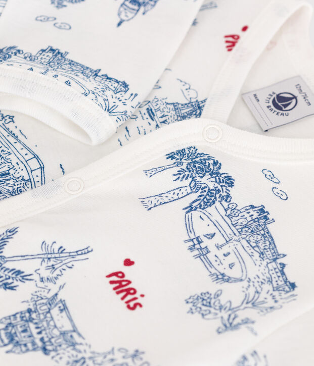 Pyjama b&eacute;b&eacute; en coton Paris blanc/multicouleur