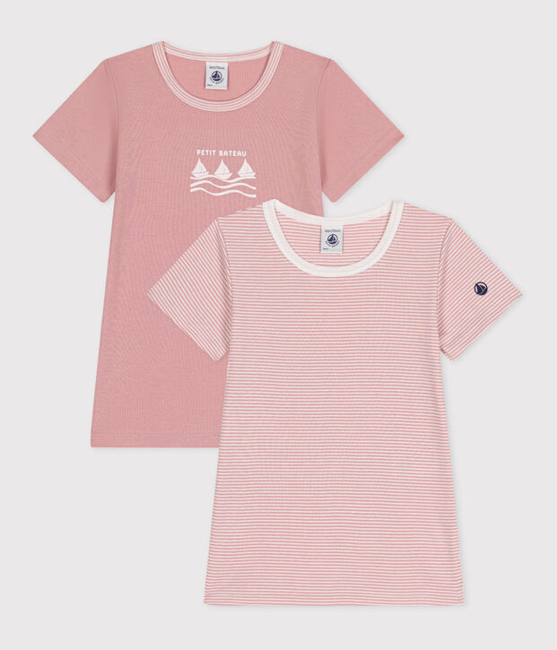 Lot de 2 tee-shirts enfant en coton manches courtes multicouleur