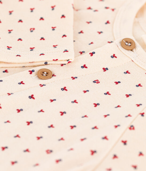 Combinaison longue imprim&eacute;e b&eacute;b&eacute; en tubique en coton &eacute;cru/multicouleur