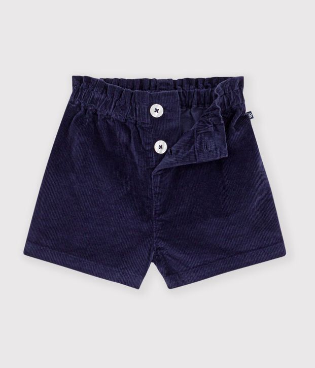 Short b&eacute;b&eacute; en velours uni bleu marine