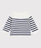 Pull marin b&eacute;b&eacute; en laine et coton &agrave; rayures bleu/bleu
