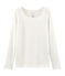 Tee-shirt manches longues femme en lin blanc MARSHMALLOW
