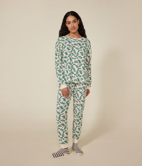 Pyjama en coton imprimé sapin de Noël femme blanc AVALANCHE/ MULTICO