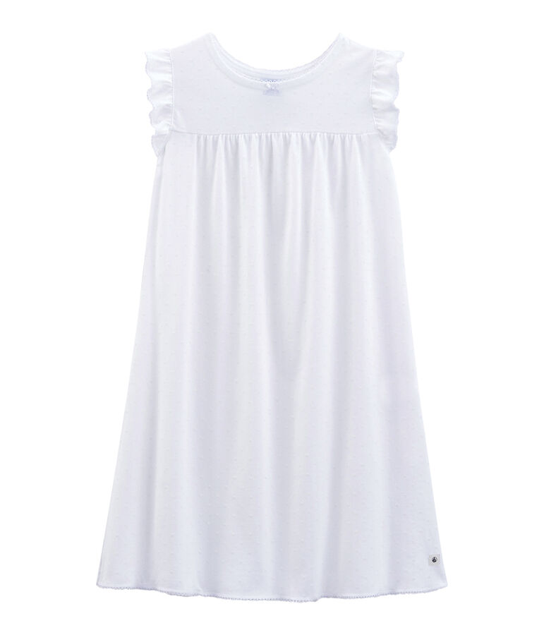 Chemise de nuit petite fille en coton fin blanc