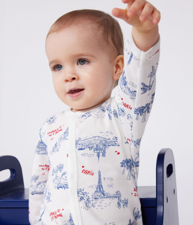 Pyjama b&eacute;b&eacute; en coton Paris blanc/multicouleur