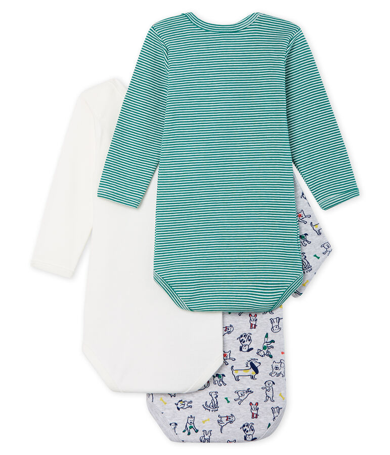 Trio de bodies manches longues b&eacute;b&eacute; gar&ccedil;on multicouleur