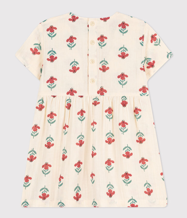 Robe manches courtes b&eacute;b&eacute;  en gaze de coton imprim&eacute;e blanc AVALANCHE/ MULTICO