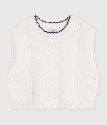 Pull bébé en tricot laine et coton sans manches