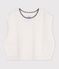 Pull b&eacute;b&eacute; en tricot laine et coton sans manches blanc