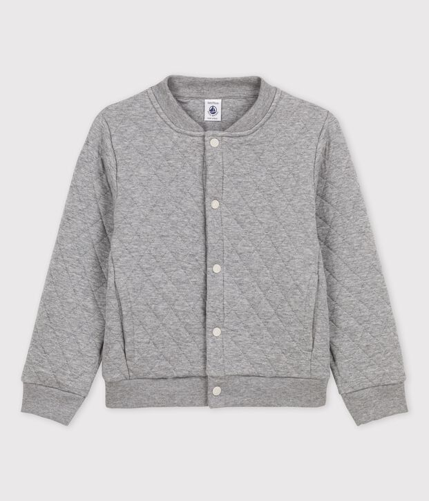 Cardigan en tubique matelass&eacute; enfant gar&ccedil;on gris