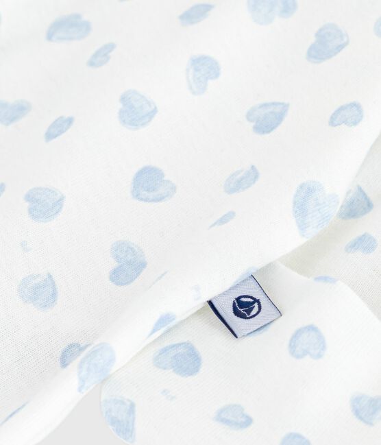 Pyjama bébé en coton à col imprimé coeur MARSHMALLOW/ ADRIATIC
