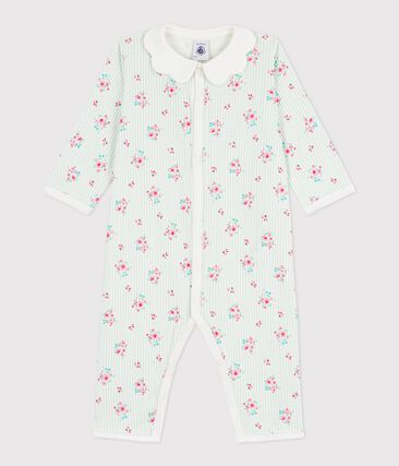 Pyjama bébé en coton sans pieds à col imprimé fleuri