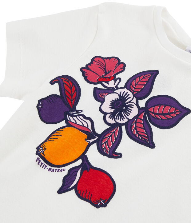 Tee-shirt manches courtes enfant fille blanc/rose