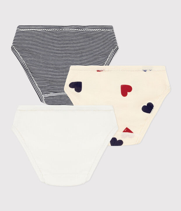 Lot de 3 culottes tricoeurs en coton petite fille multicouleur