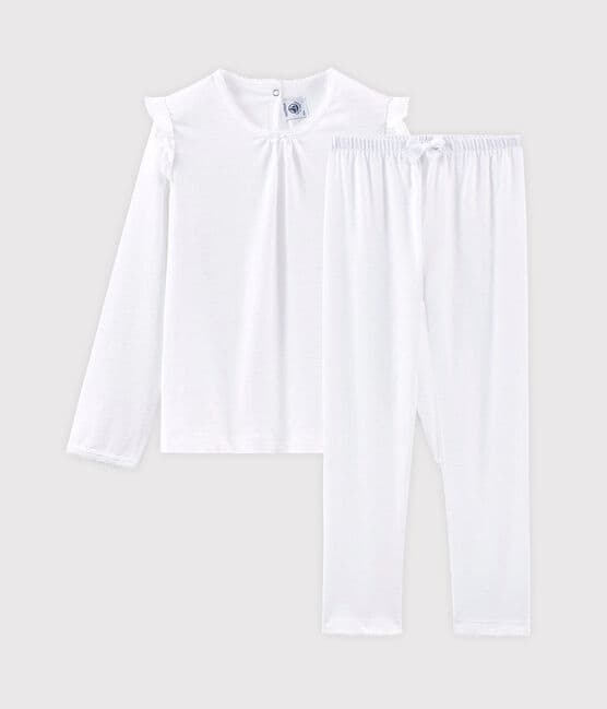 Pyjama petite fille en coton fin blanc ECUME