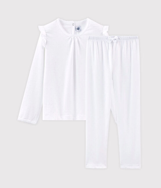 Pyjama petite fille en coton fin blanc ECUME