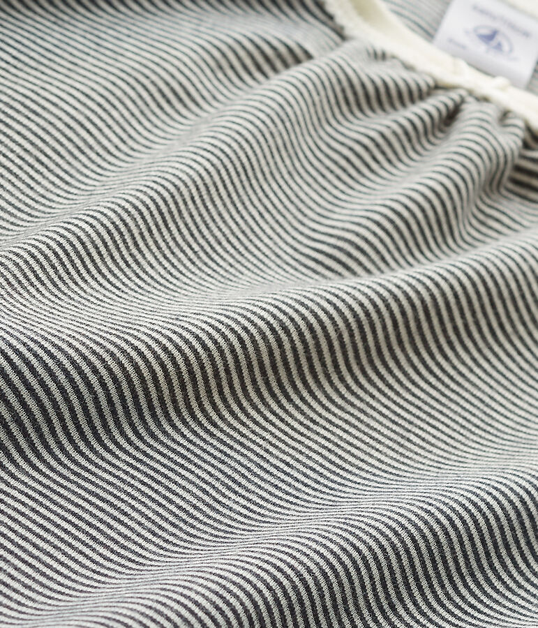 Chemise de nuit fille en milleraies bleu/blanc