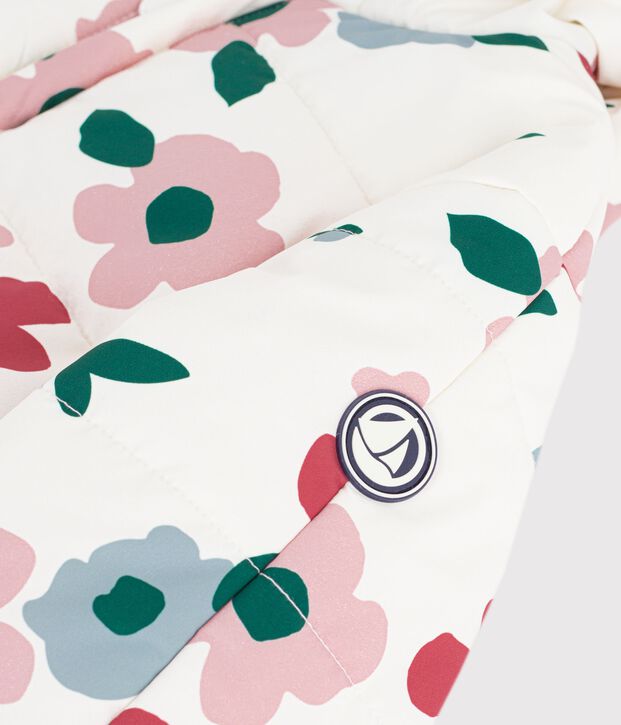 Combipilote b&eacute;b&eacute; en polyester imprim&eacute; fleurs &eacute;cru/multicouleur