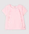 Blouse manches courtes en popeline bébé fille rose MINOIS/blanc MARSHMALLOW