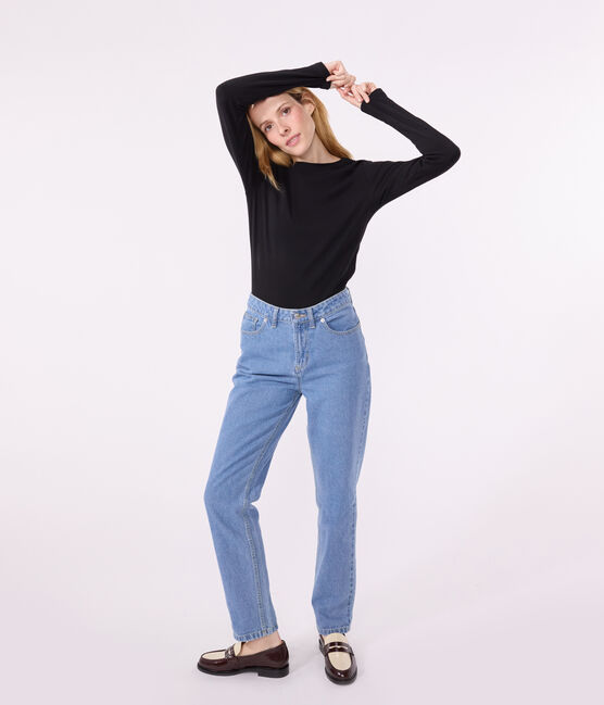 Tee-shirt l'Iconique manches longues en côte unie femme noir BLACK