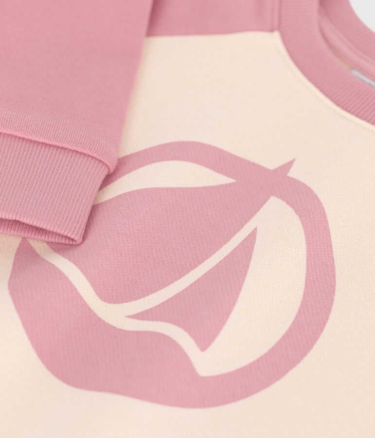 Sweatshirt enfant mixte en coton rose CHARME/blanc MULTICO