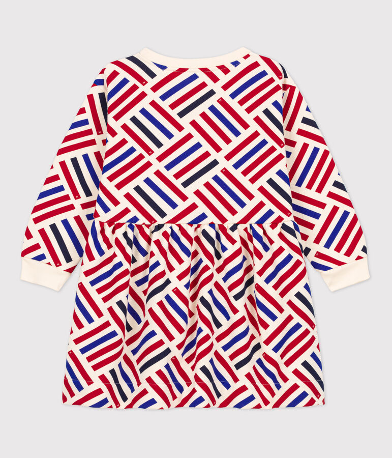 Robe manches longues imprim&eacute;e en molleton enfant fille blanc AVALANCHE/ MULTICO