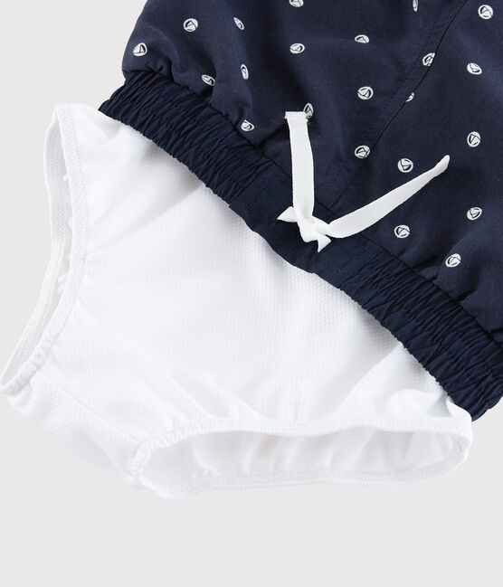 Short de bain recyclé enfant garçon bleu SMOKING/blanc MARSHMALLOW