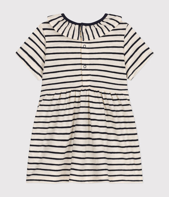 Robe manches courtes en jersey flammé bébé blanc AVALANCHE/bleu SMOKING
