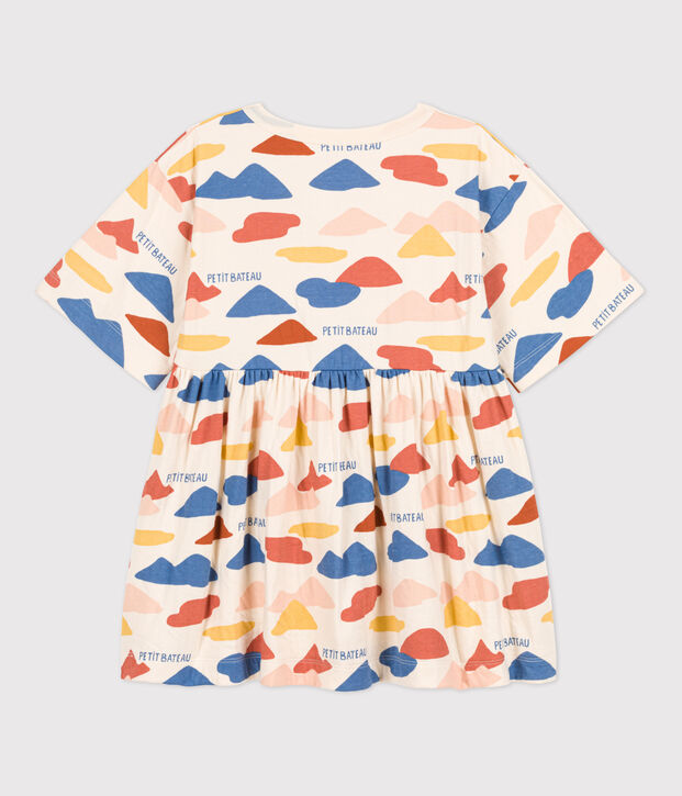 Robe &agrave; imprim&eacute; manches longues en tubique enfant fille &eacute;cru/multicouleur