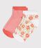 2 paires de chaussettes enfant fille en coton imprim&eacute; &agrave; fleurs multicouleur