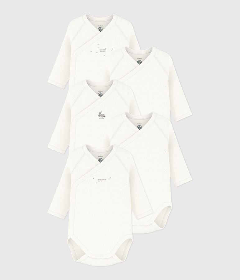 Lot de 5 bodies crois&eacute;s manches longues en coton variante 1