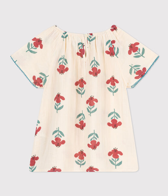 Blouse fleurie en gaze de coton enfant fille blanc AVALANCHE/ MULTICO