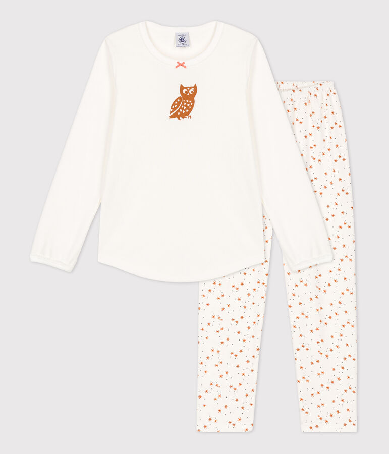Pyjama petite fille en coton blanc MARSHMALLOW/blanc MULTICO