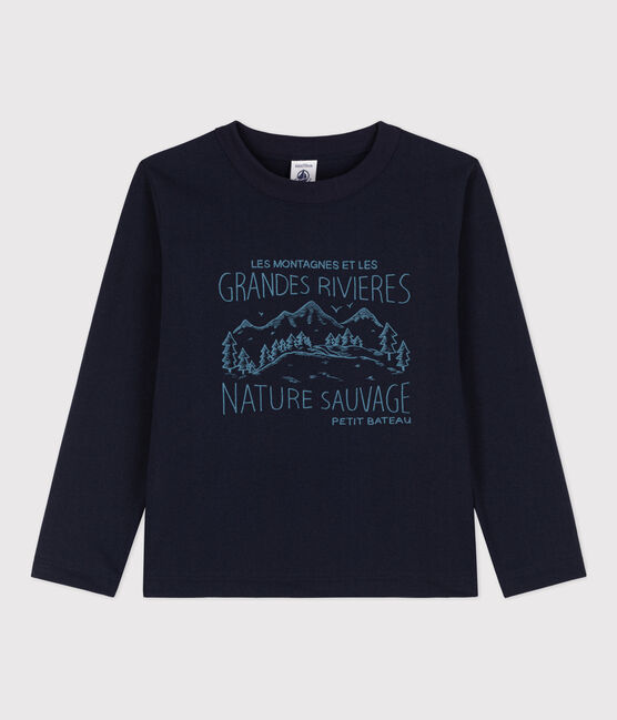 Tee-shirt manches longues imprimé enfant garçon bleu SMOKING