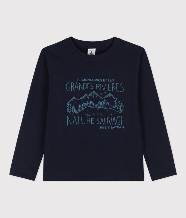Tee-shirt manches longues imprim&eacute; enfant gar&ccedil;on bleu