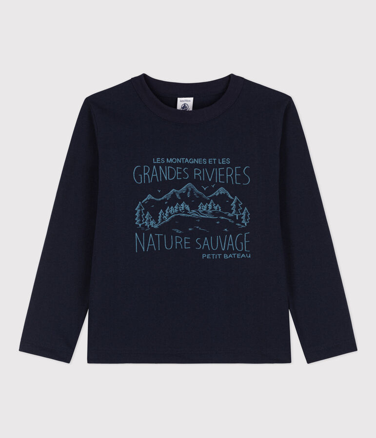 Tee-shirt manches longues imprim&eacute; enfant gar&ccedil;on bleu SMOKING