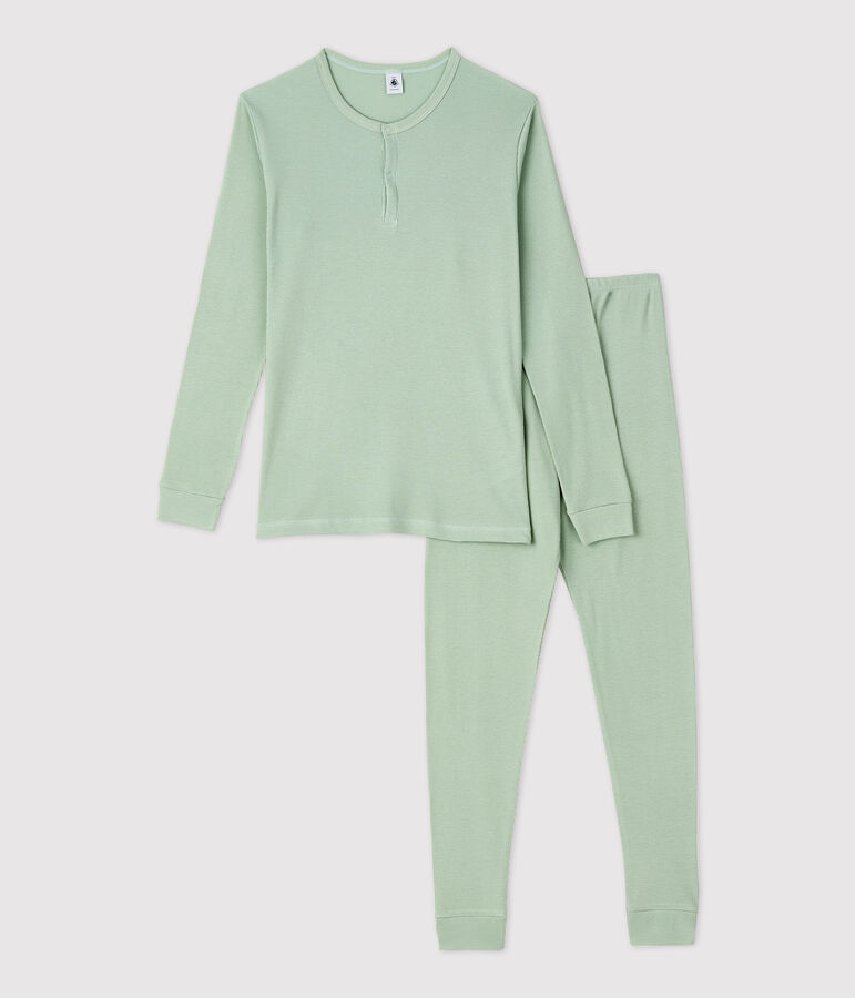 Pyjama uni fille en coton lyocell vert HERBIER