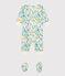 Ensemble nuit à fleurs bébé fille en molleton blanc MARSHMALLOW/blanc MULTICO