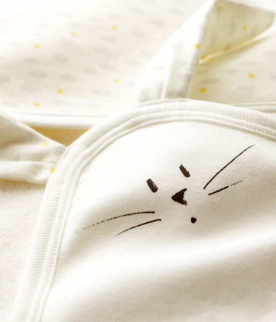 Coffret carré de bain et doudou bébé en éponge et tubique en coton biologique blanc MARSHMALLOW/blanc MULTICO