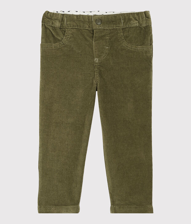 Pantalon en velours b&eacute;b&eacute;. vert