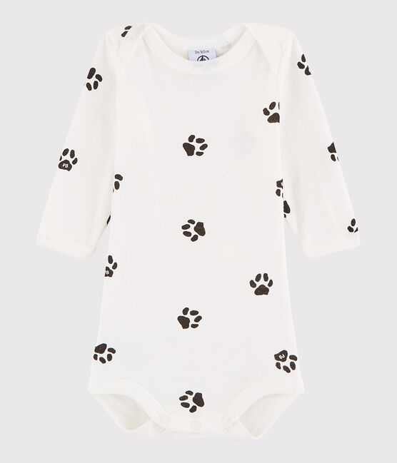 Body manches longues bébé fille-garçon blanc MARSHMALLOW/gris CAPECOD