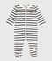 Pyjama bébé en velours imprimé à rayures blanc MARSHMALLOW/bleu SMOKING