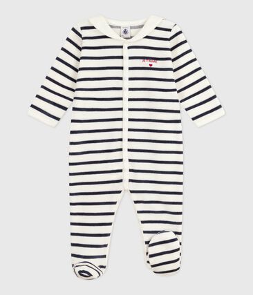 Pyjama bébé en velours imprimé à rayures