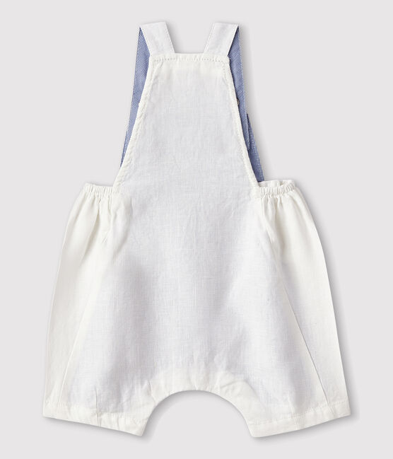 Salopette courte bébé garçon en lin blanc MARSHMALLOW