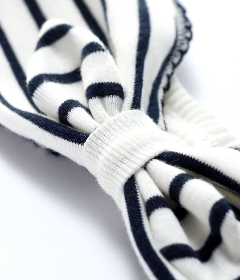 Bandeau cheveux ray&eacute; en c&ocirc;te b&eacute;b&eacute; fille blanc MARSHMALLOW/bleu SMOKING