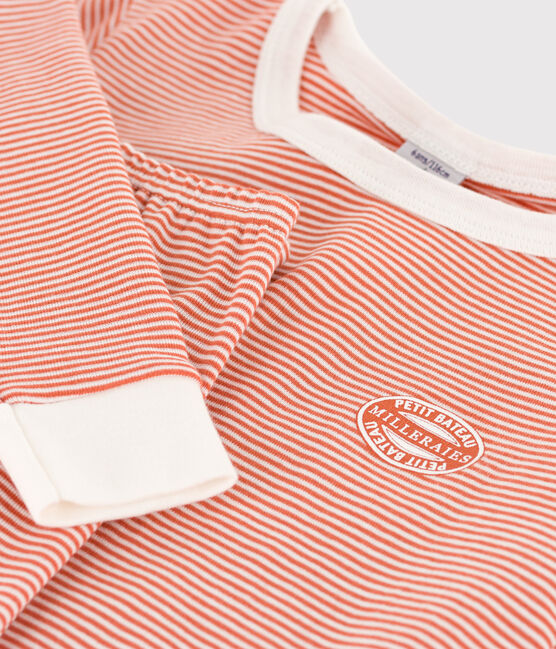 Pyjama ajusté milleraies en coton enfant rose BRANDY/blanc MARSHMALLOW