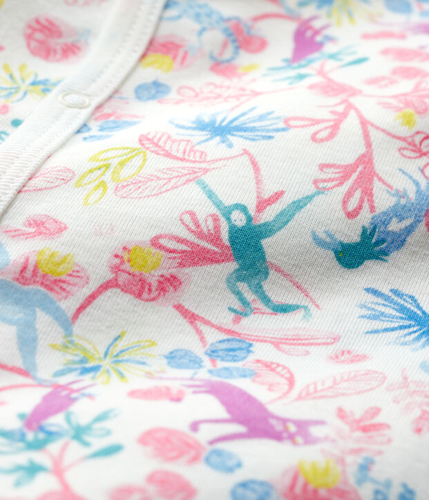 Dors-bien jungle b&eacute;b&eacute; fille en coton blanc/multicouleur