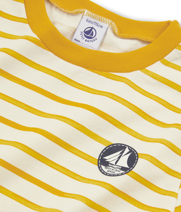 Tee-shirt manches courtes enfant gar&ccedil;on blanc/jaune