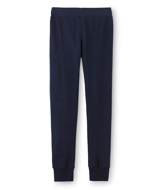 Pantalon femme forme caleçon long en tubique extrafin bleu SMOKING